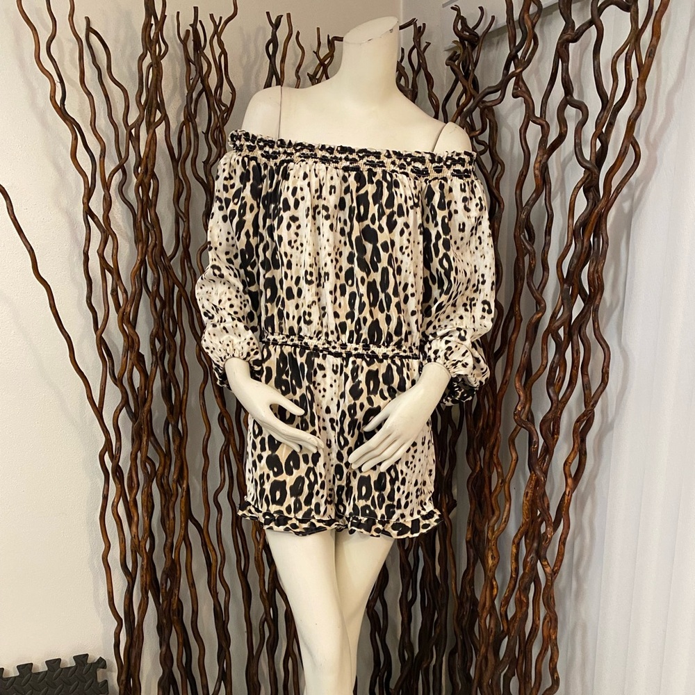 Bebe Black and Cream Leopard Print jumper